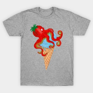 Strawberry ice cream, octopus, ice cream and summer T-Shirt